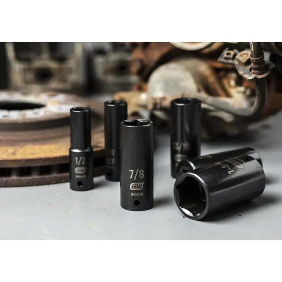 Socket Set: Deep Impact, 19 Pc, 1/2" Drive, 3/8 to 1-1/2"