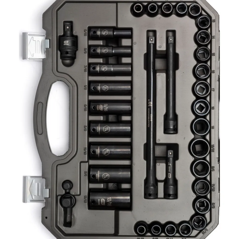 Socket Set: Deep Impact Standard, 49 Pc, 3/8" Drive