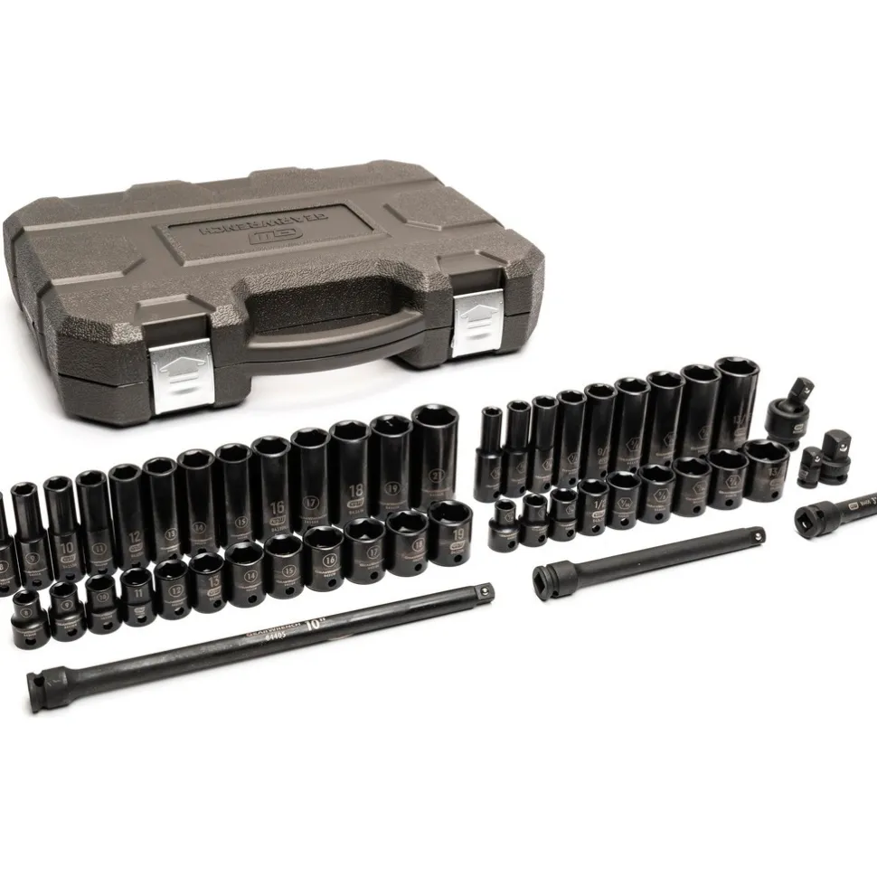 Socket Set: Deep Impact Standard, 49 Pc, 3/8" Drive