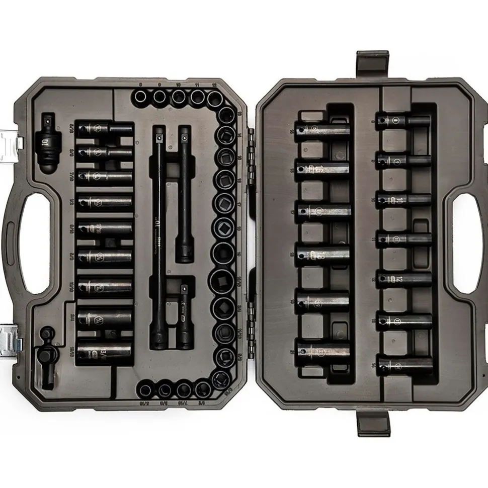 Socket Set: Deep Impact Standard, 49 Pc, 3/8" Drive