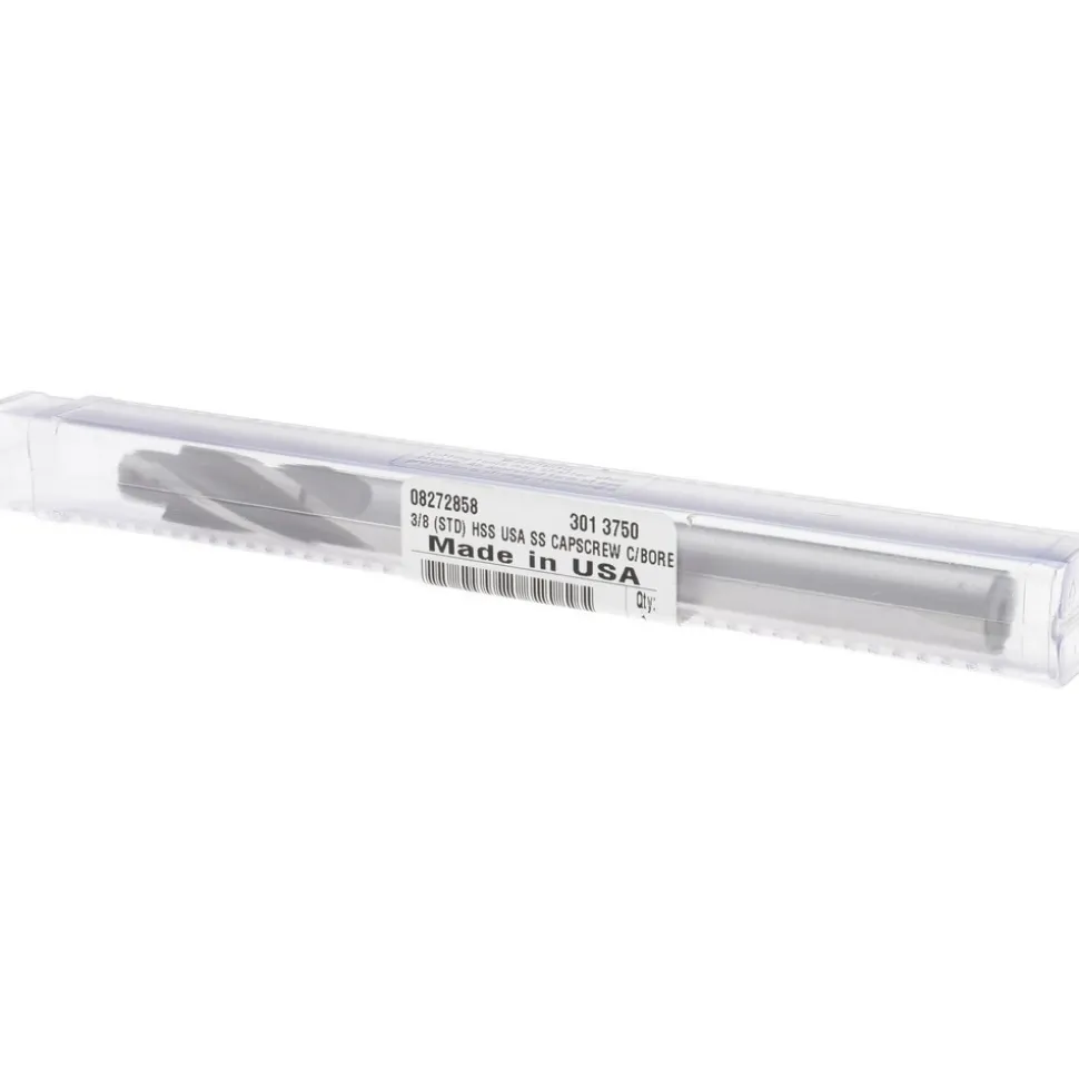 Solid Pilot Counterbore: 0.569" Dia, 3/8" Pilot, 4 Flutes