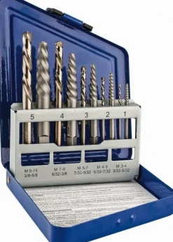 Spiral Flute Screw Extractor & Drill: 10 Pc