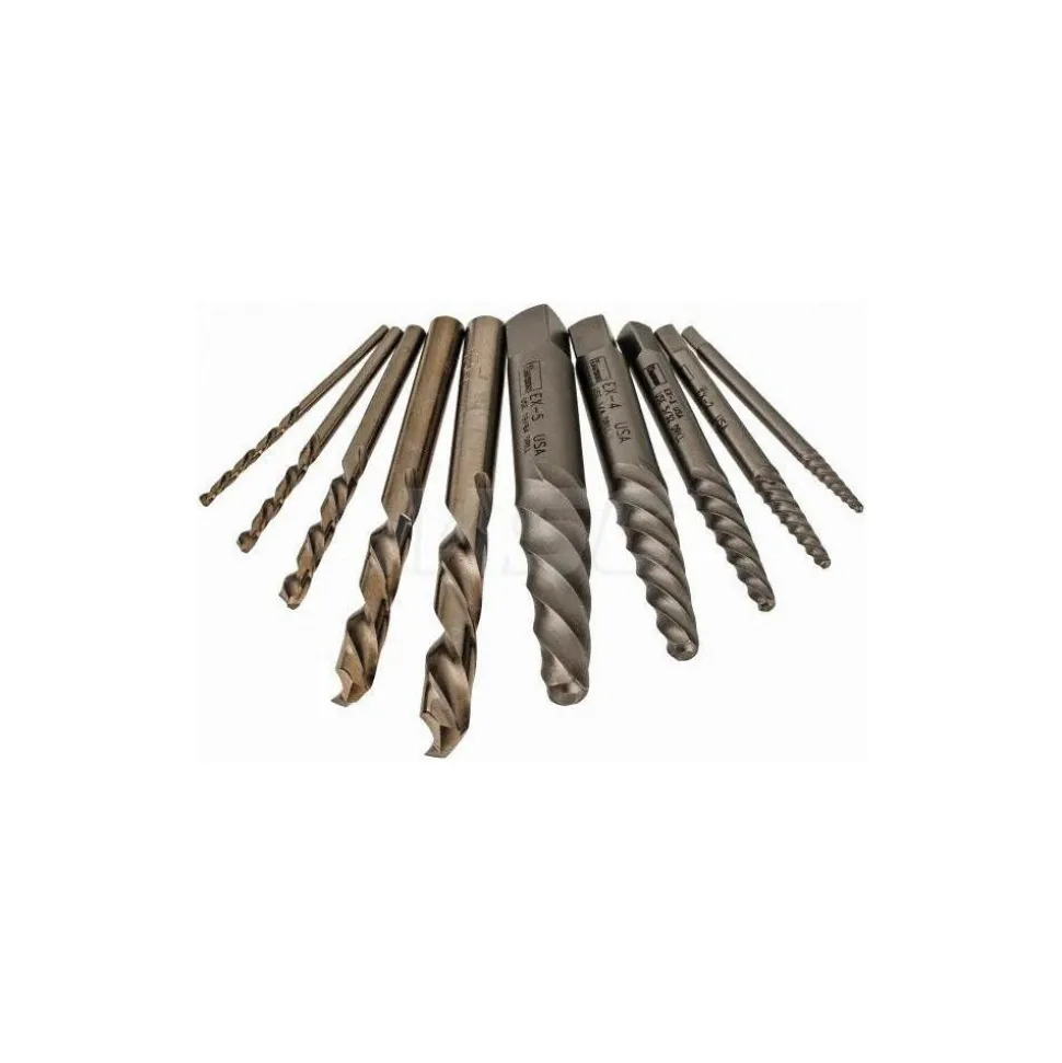 Spiral Flute Screw Extractor & Drill: 10 Pc