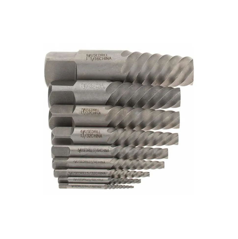 Spiral Flute Screw Extractor: 9 Pc