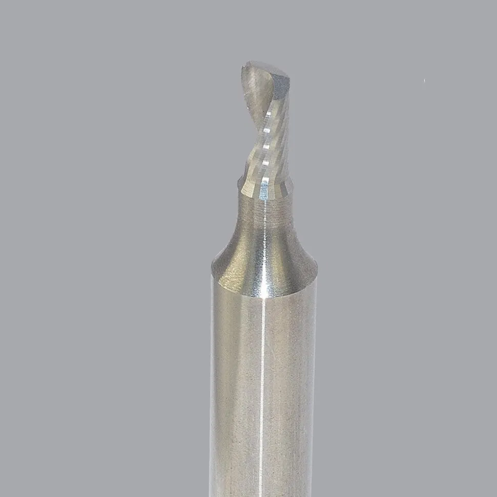 Spiral Router Bit: 1/8" Dia, 1/4" LOC, 1/4" Shank Dia, 1 Flute, Upcut