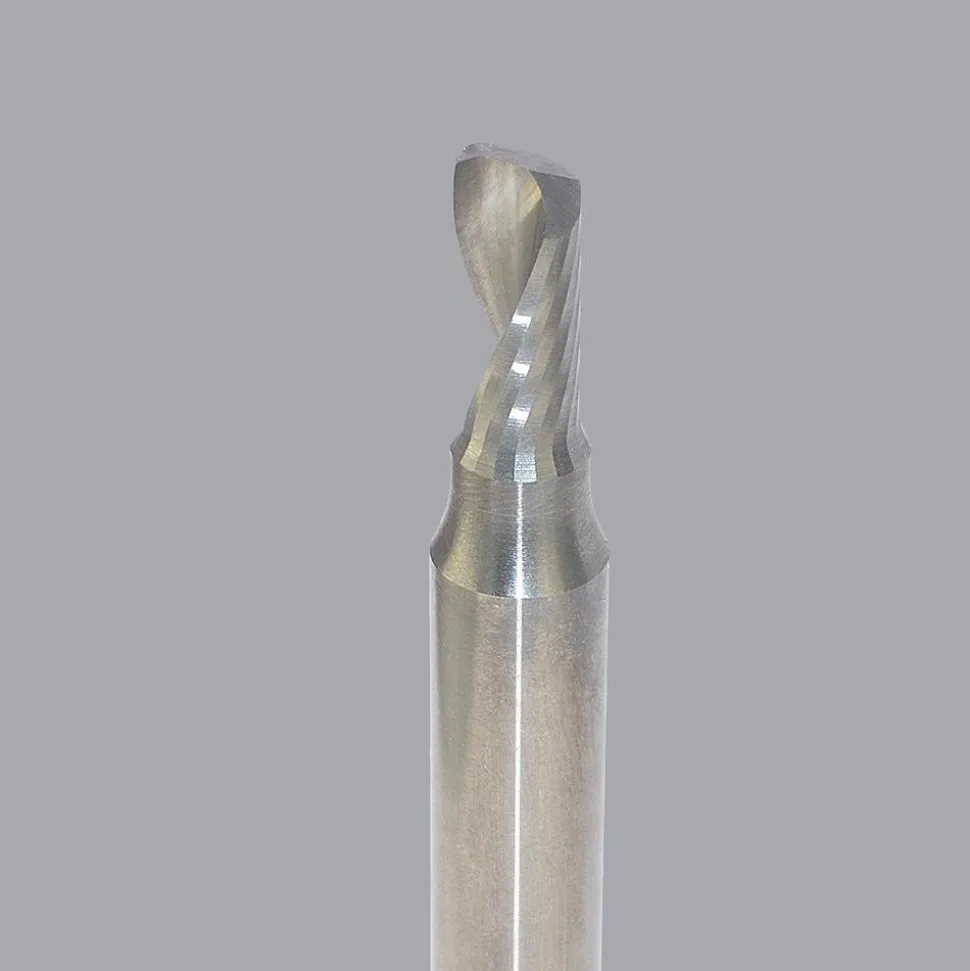 Spiral Router Bit: 3/16" Dia, 3/8" LOC, 1/4" Shank Dia, 1 Flute, Upcut