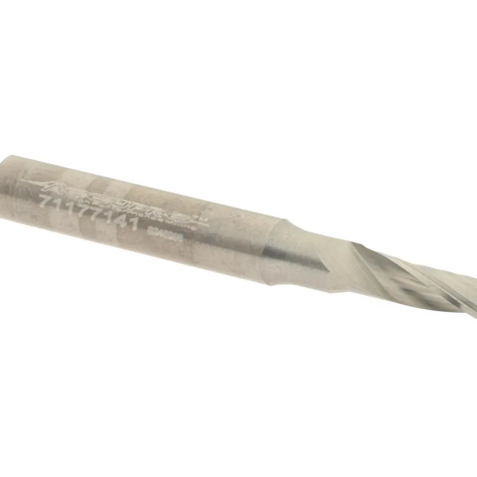 Spiral Router Bit: 3/16" Dia, 1/2" LOC, 1/4" Shank Dia, 1 Flute, Upcut