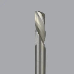 Spiral Router Bit: 1/4" Dia, 3/8" LOC, 1/4" Shank Dia, 1 Flute, Downcut