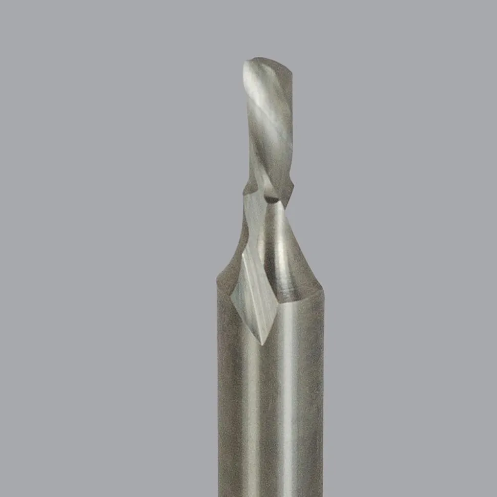 Spiral Router Bit: 1/8" Dia, 1/4" LOC, 1/4" Shank Dia, 1 Flute, Downcut