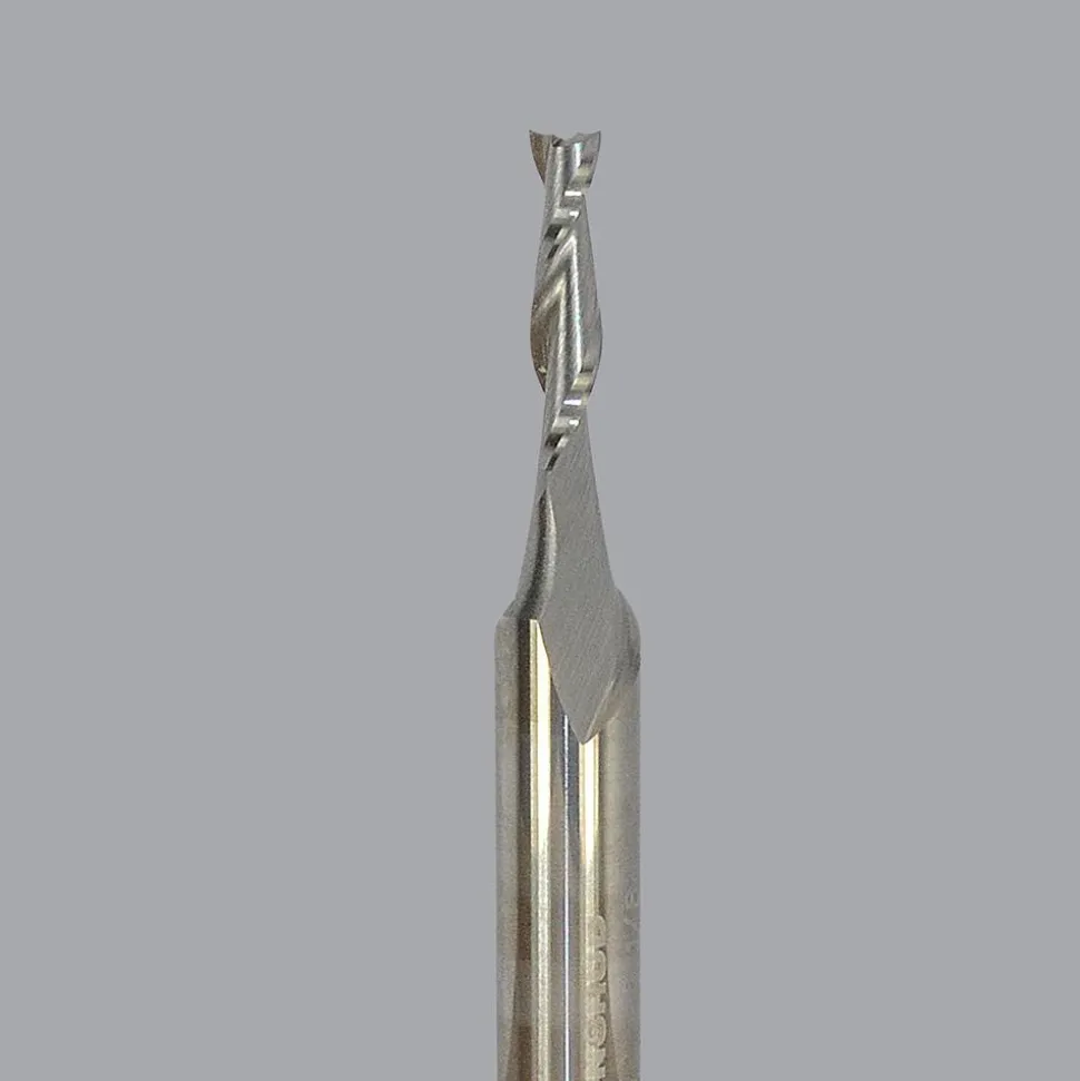 Spiral Router Bit: 1/8" Dia, 1/2" LOC, 1/4" Shank Dia, 2 Flute, Upcut