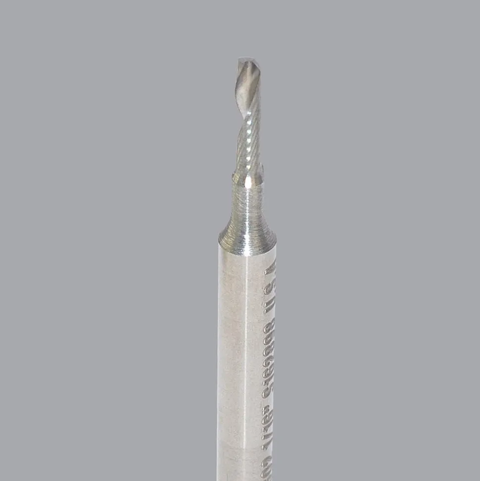 Spiral Router Bit: 1/16" Dia, 1/4" LOC, 1/8" Shank Dia, 1 Flute, Upcut