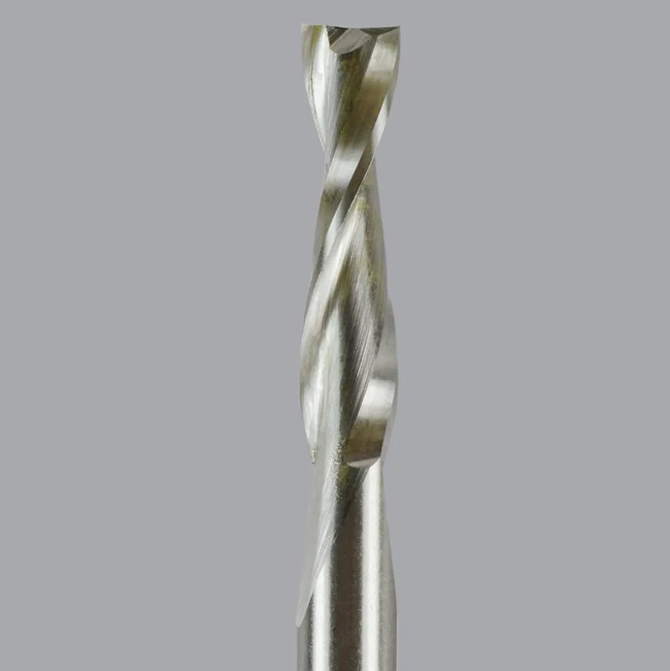 Spiral Router Bit: 1/4" Dia, 1" LOC, 1/4" Shank Dia, 2 Flute, Upcut