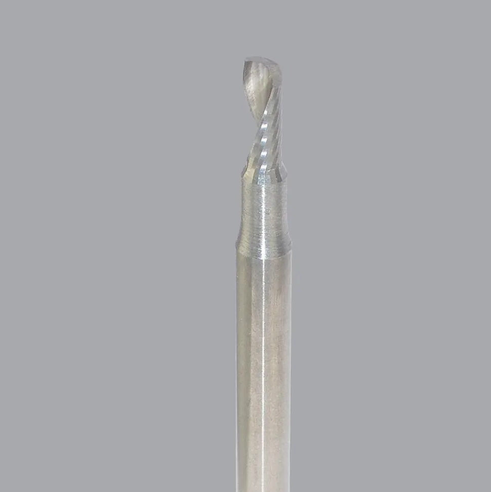 Spiral Router Bit: 3/32" Dia, 1/4" LOC, 1/8" Shank Dia, 1 Flute, Upcut