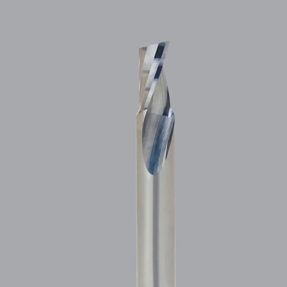 Spiral Router Bit: 1/4" Dia, 3/4" LOC, 1/4" Shank Dia, 1 Flute, Downcut