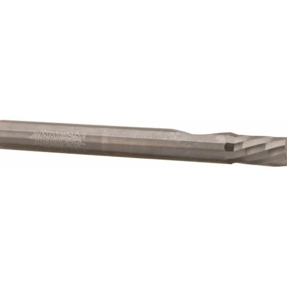 Spiral Router Bit: 1/4" Dia, 3/8" LOC, 1/4" Shank Dia, 1 Flute, Downcut