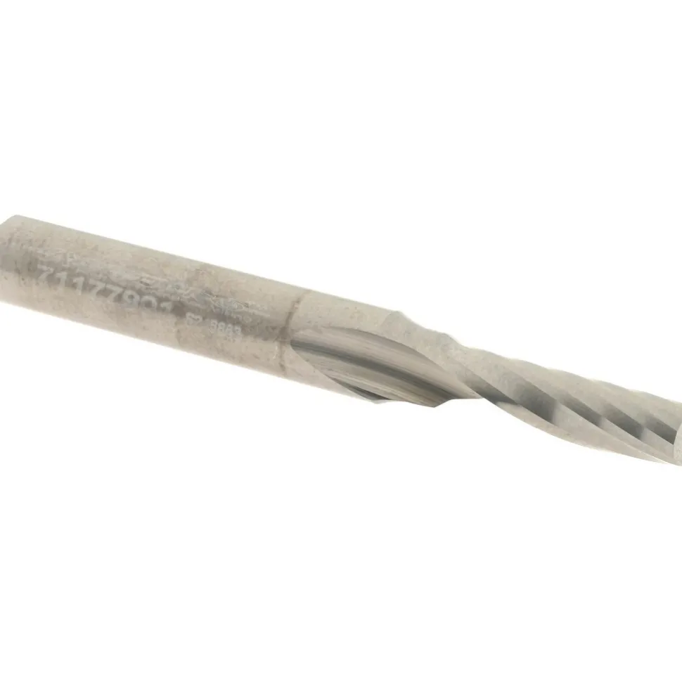Spiral Router Bit: 3/16" Dia, 5/8" LOC, 1/4" Shank Dia, 1 Flute, Upcut