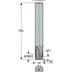 Spiral Router Bit: 1/4" Dia, 3/4" LOC, 1/4" Shank Dia, 5 Flute, Compression