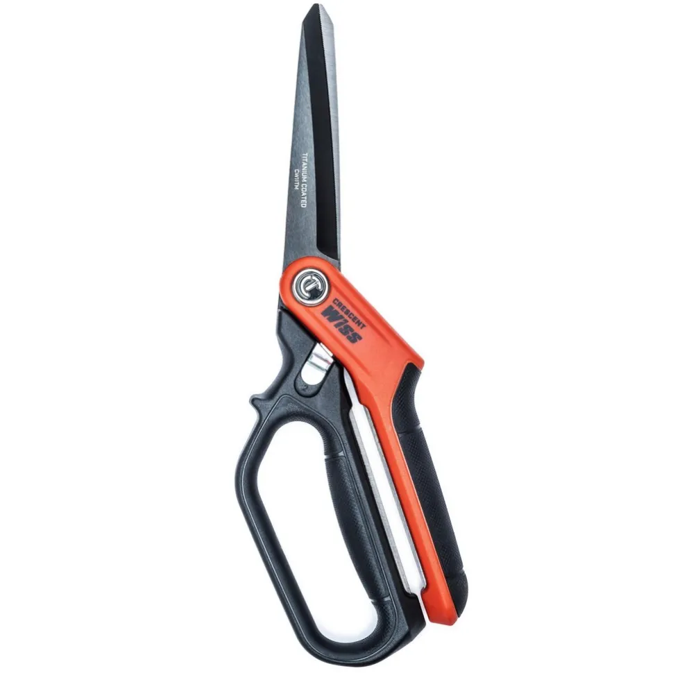 Spring Loaded Tradesman Shears: 11" OAL, 4" LOC, Titanium Blades