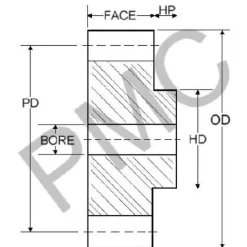 Spur Gear: 60 Teeth, 3/4" Bore Dia