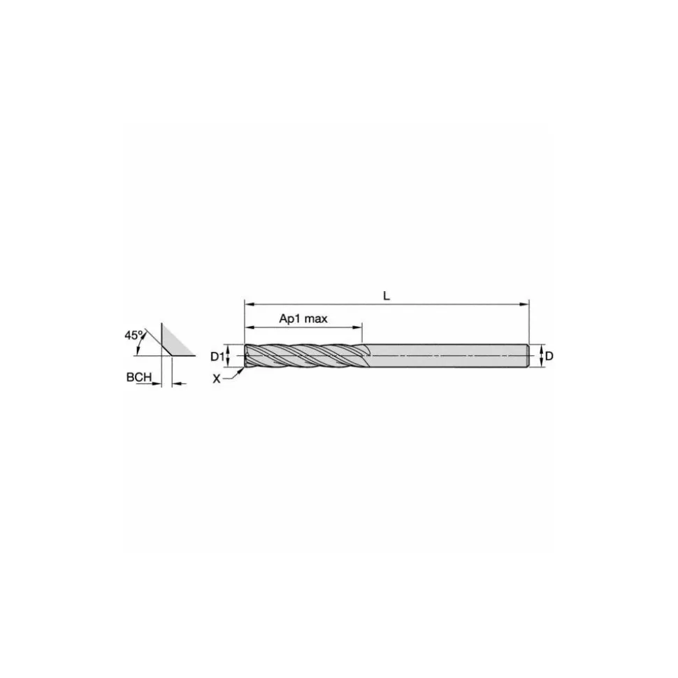 Square End Mill: 3/32" Dia, 3/8" LOC