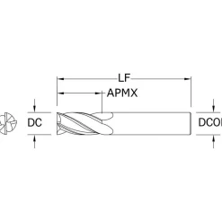 Square End Mill: 1/2" Dia, 1" LOC