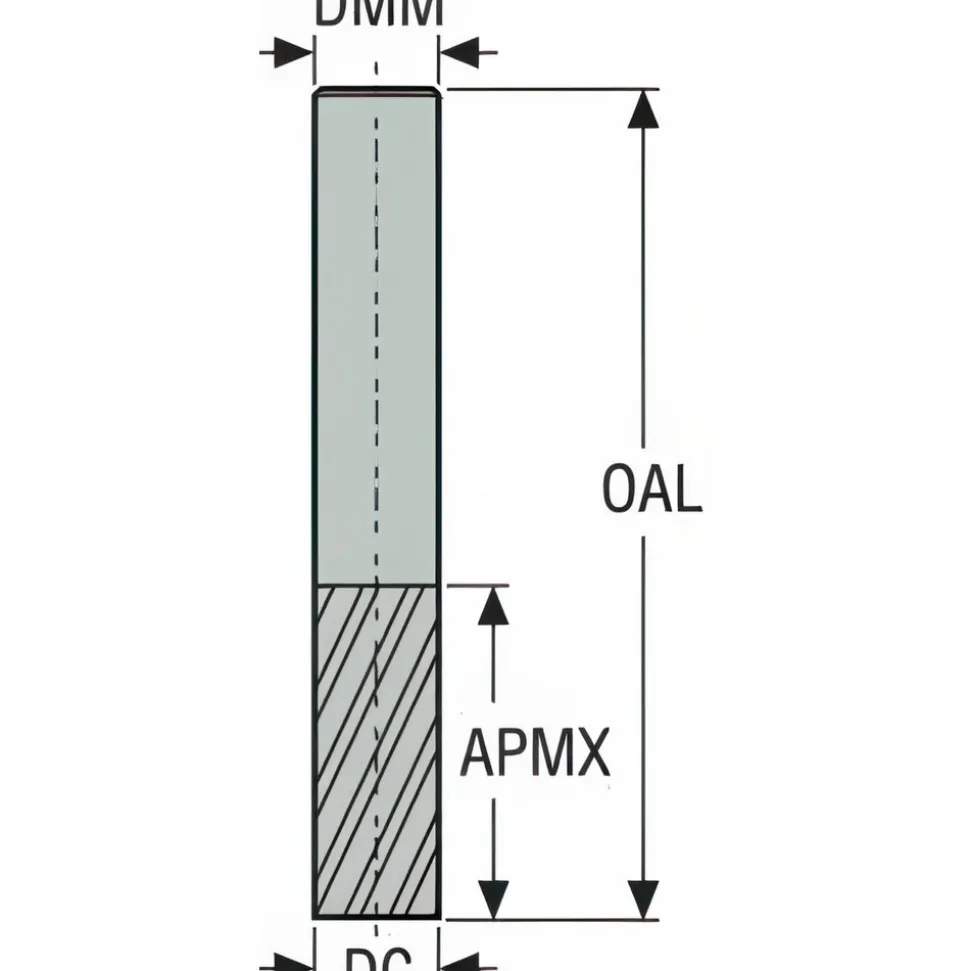 Square End Mill: 1/2" Dia, 1-1/4" LOC