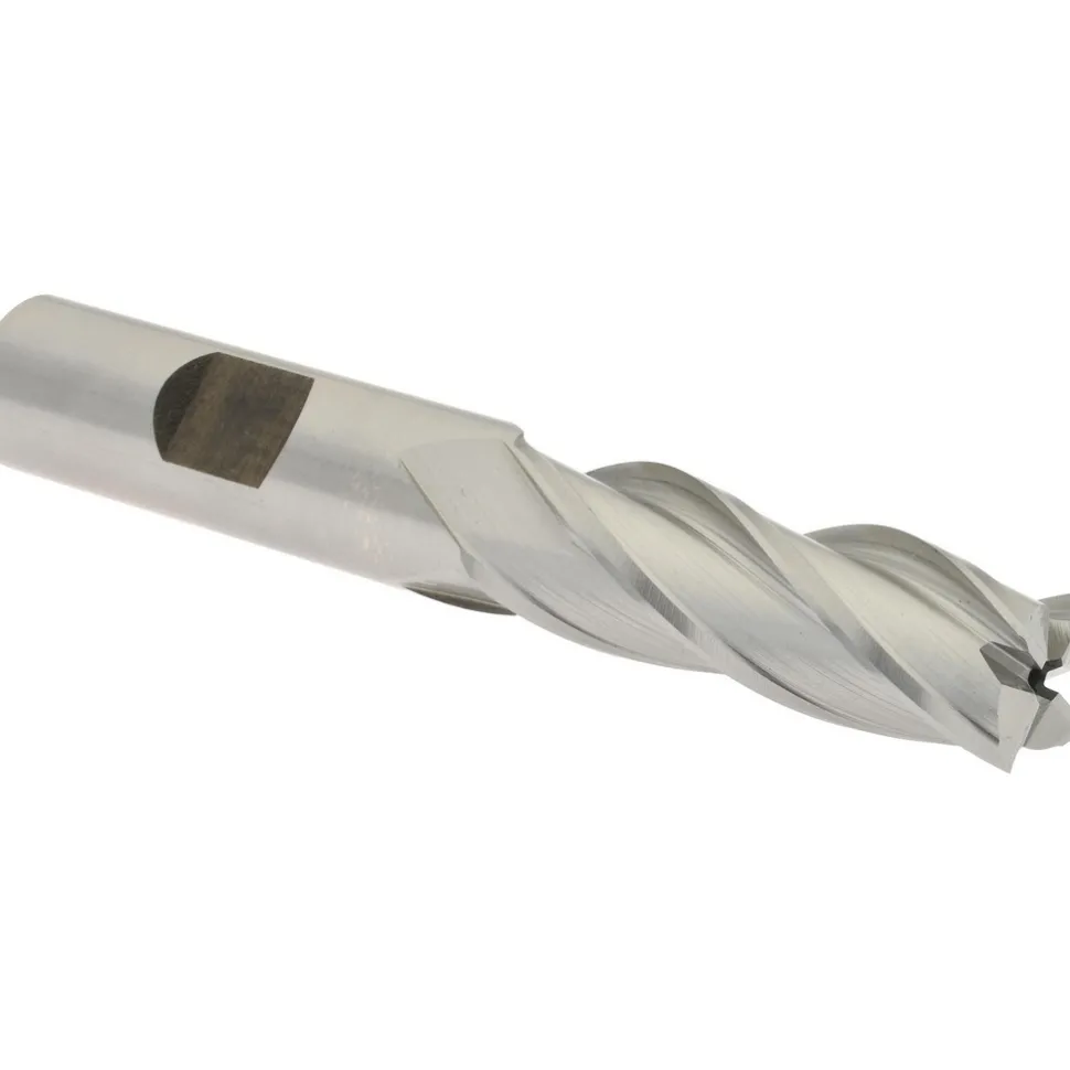 Square End Mill: 1/2" Dia, 1-1/2" LOC, 4 Flute, High Speed Steel