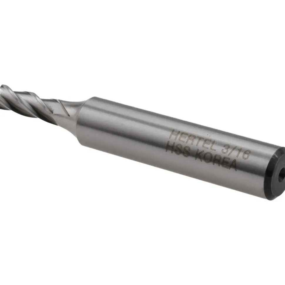 Square End Mill: 3/16" Dia, 1/2" LOC, 4 Flute, High Speed Steel