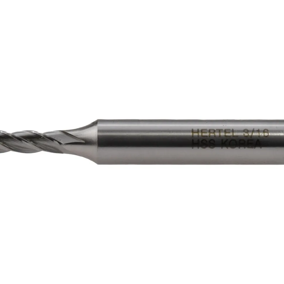 Square End Mill: 3/16" Dia, 1/2" LOC, 4 Flute, High Speed Steel