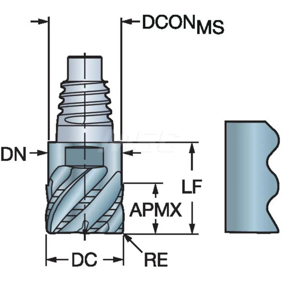 Square End Mill Heads: Mill Diameter (Decimal Inch): 0.7500; Length of Cut (mm): 10.50