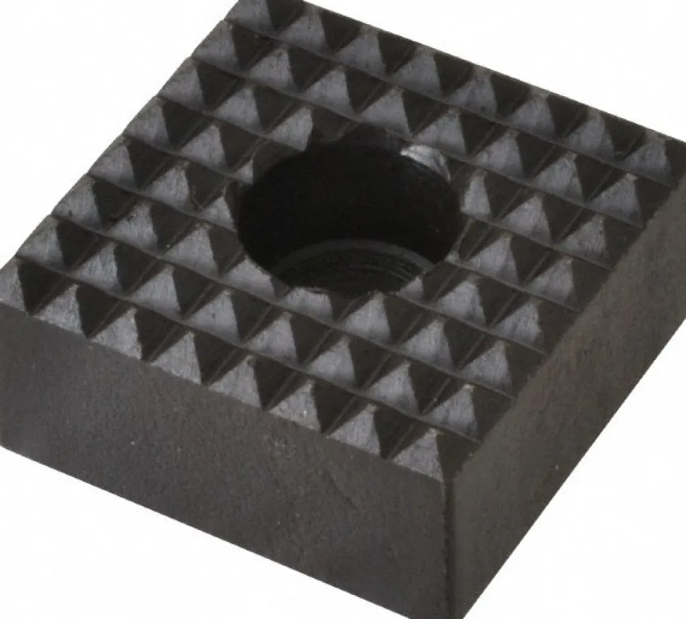 1" Square, 1/2" High, 1/4 C Bore SHCS Size, Fine Tooth Grade, Diamond Serration, High Speed Steel, Square Positioning Gripper
