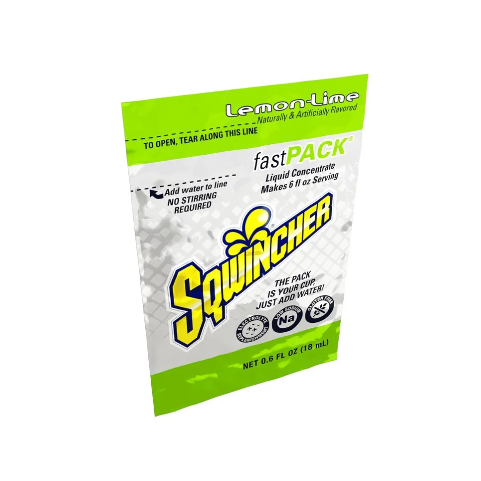 Sqwincher Sports Drink: 0.6 oz Packet, Lemon-Lime, Liquid Concentrate, Yields 6.00 oz
