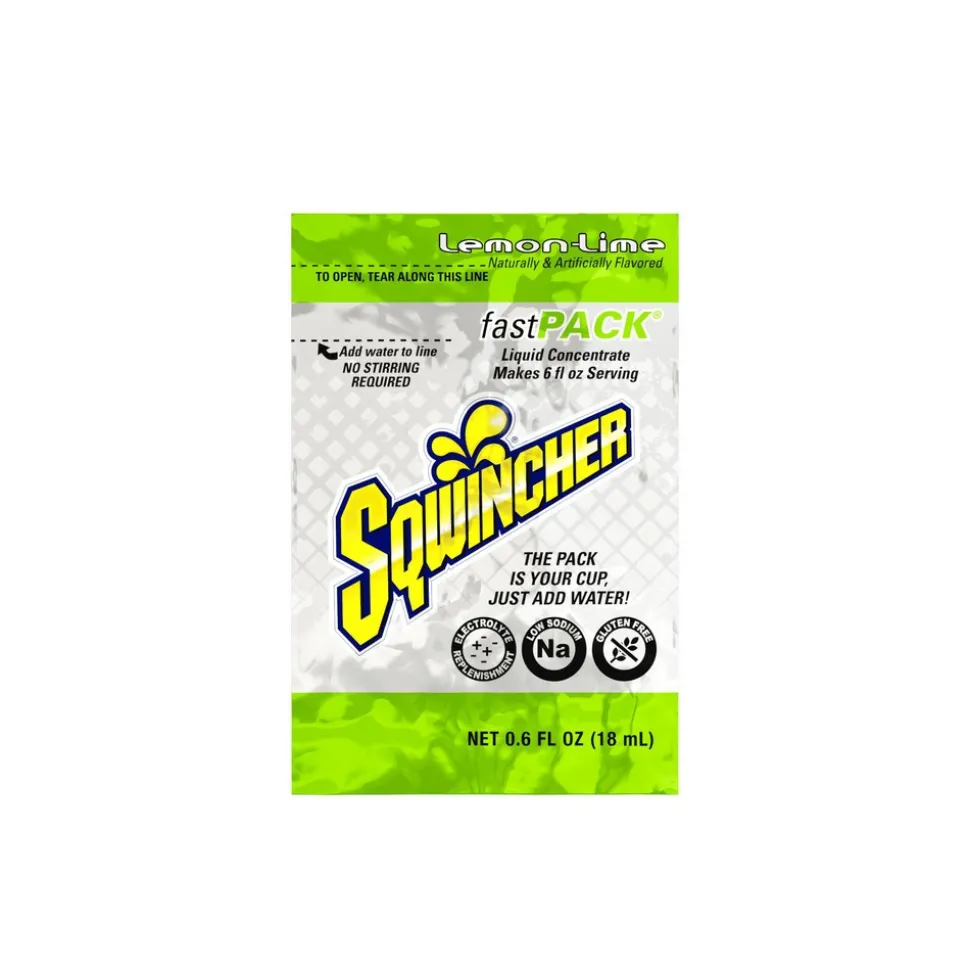 Sqwincher Sports Drink: 0.6 oz Packet, Lemon-Lime, Liquid Concentrate, Yields 6.00 oz