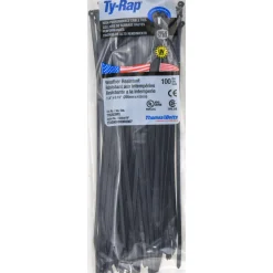 Standard Cable Tie: 11.6" Long, Black, Nylon