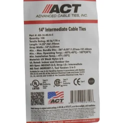 Standard Cable Tie: 14-1/4" Long, Black, Nylon