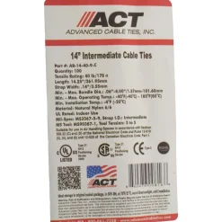 Standard Cable Tie: 14-1/4" Long, Natural, Nylon