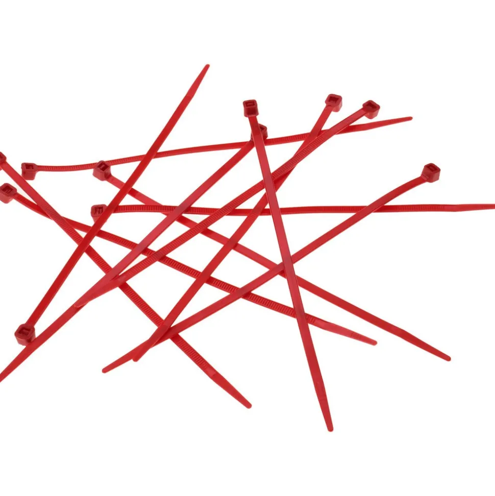Standard Cable Tie: 8" Long, Red, Nylon