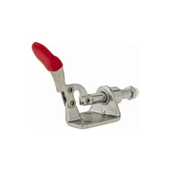 Standard Straight Line Action Clamp: 100 lb Load Capacity, 0.63" Plunger Travel, Flanged Base, Carbon Steel