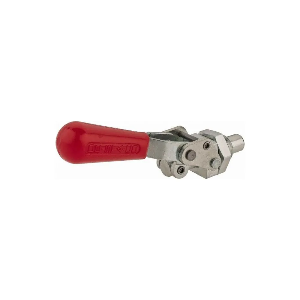 Standard Straight Line Action Clamp: 200 lb Load Capacity, 0.75" Plunger Travel, Mounting Plate Base, Carbon Steel