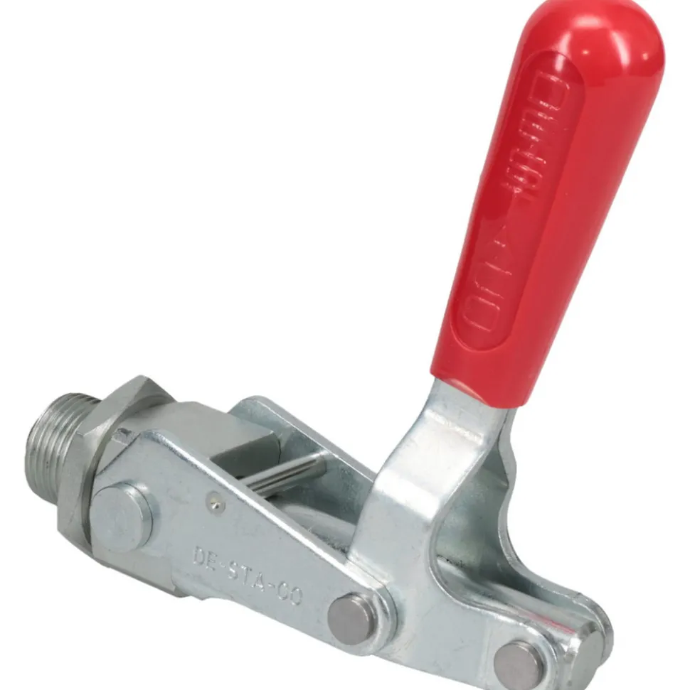 Standard Straight Line Action Clamp: 700 lb Load Capacity, 2.63" Plunger Travel, Mounting Plate Base, Carbon Steel