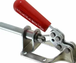 Standard Straight Line Action Clamp: 300 lb Load Capacity, 1.25" Plunger Travel, Flanged Base, Carbon Steel