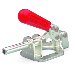 Standard Straight Line Action Clamp: 300 lb Load Capacity, 1.25" Plunger Travel, Flanged Base, Carbon Steel
