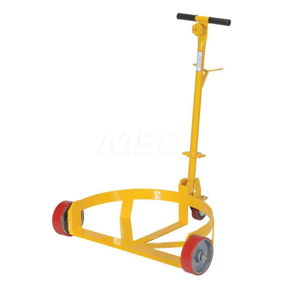 Steel Low Profile Drum Dolly with Poly On Steel Casters: 21-5/8 In. x 31-5/8 In. x 37-5/8 In. 1200 Lb. Capacity Yellow