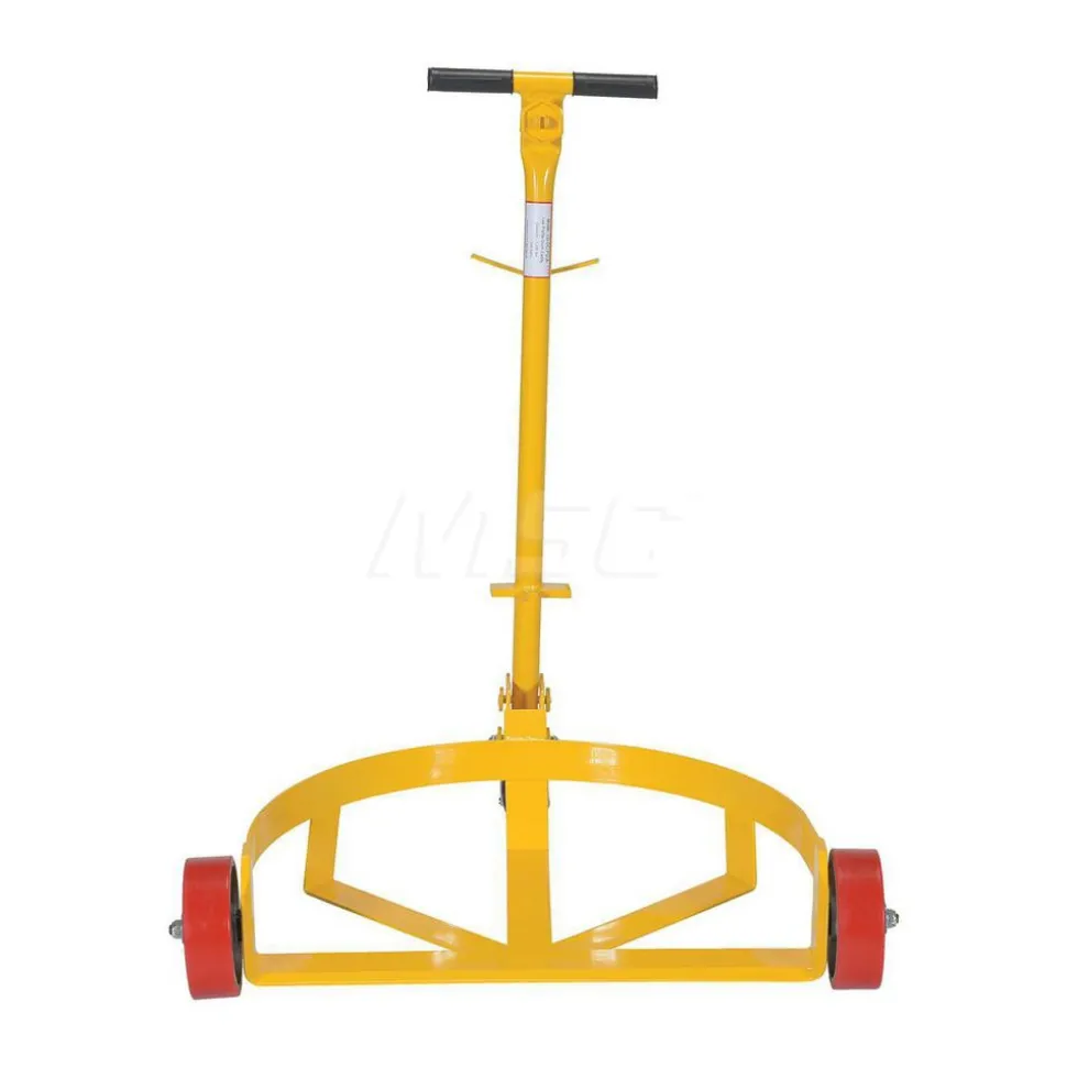 Steel Low Profile Drum Dolly with Poly On Steel Casters: 21-5/8 In. x 31-5/8 In. x 37-5/8 In. 1200 Lb. Capacity Yellow