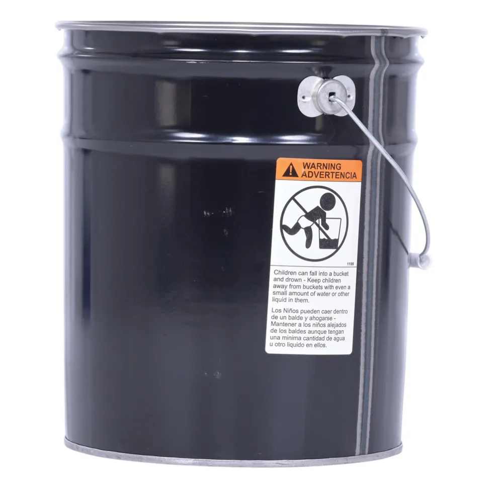 Steel Open Head Pail: 11-7/8 In. x 11-7/8 In. x 13-3/8 In. 5 Gallon Black