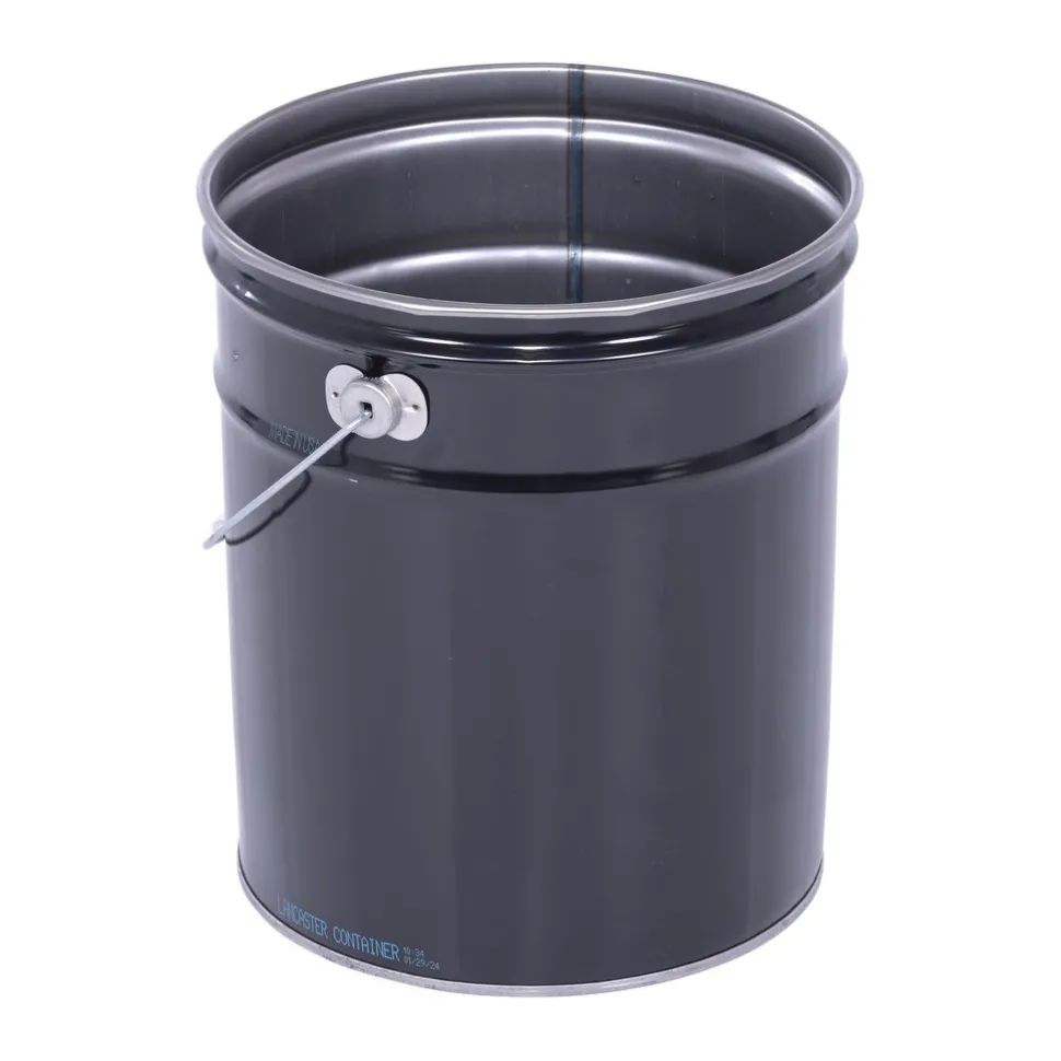 Steel Open Head Pail: 11-7/8 In. x 11-7/8 In. x 13-3/8 In. 5 Gallon Black