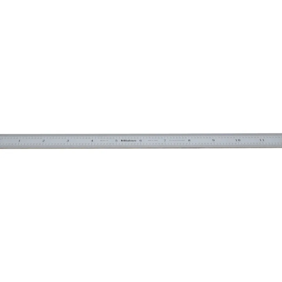 Steel Rule: 12" OAL, English & Metric Graduation, Rigid, 1" OAW