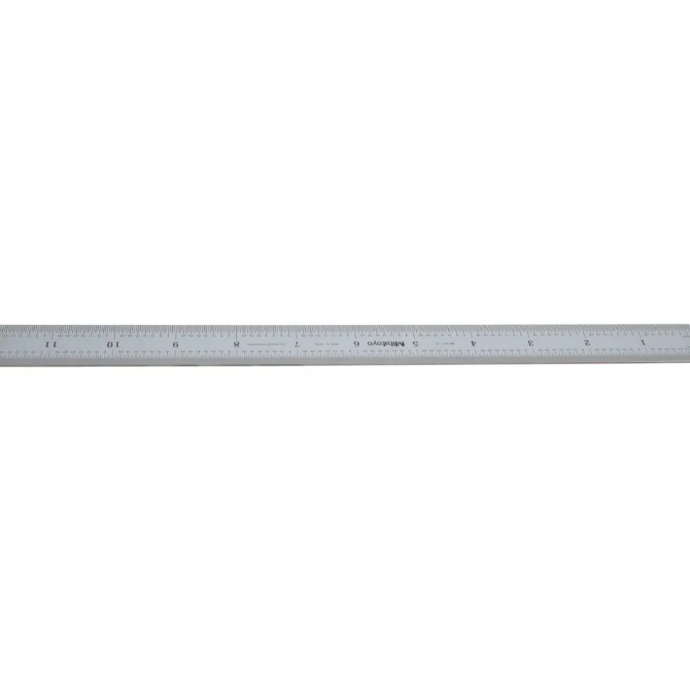 Steel Rule: 12" OAL, English & Metric Graduation, Rigid, 1" OAW