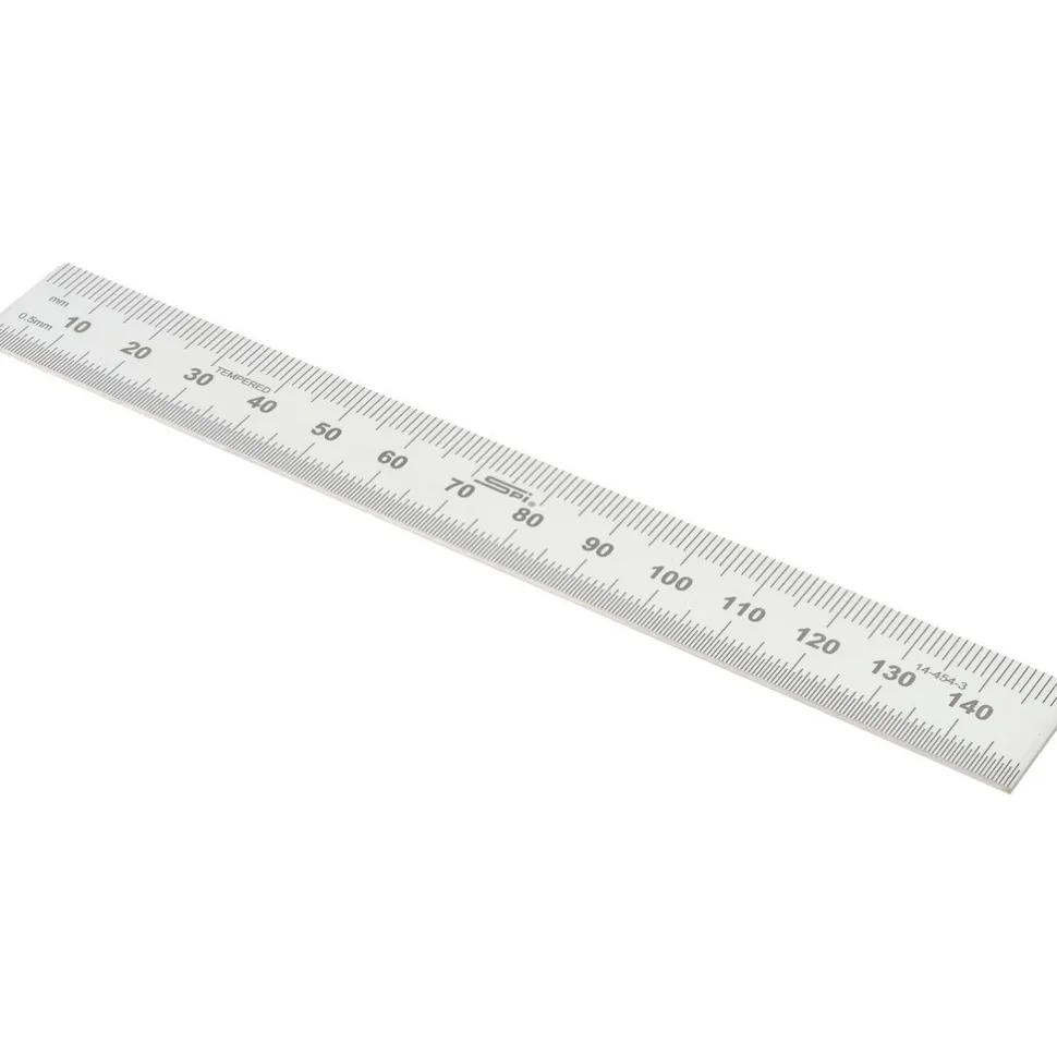 Steel Rule: 6" OAL, Metric Graduation, Rigid, 3/4" OAW