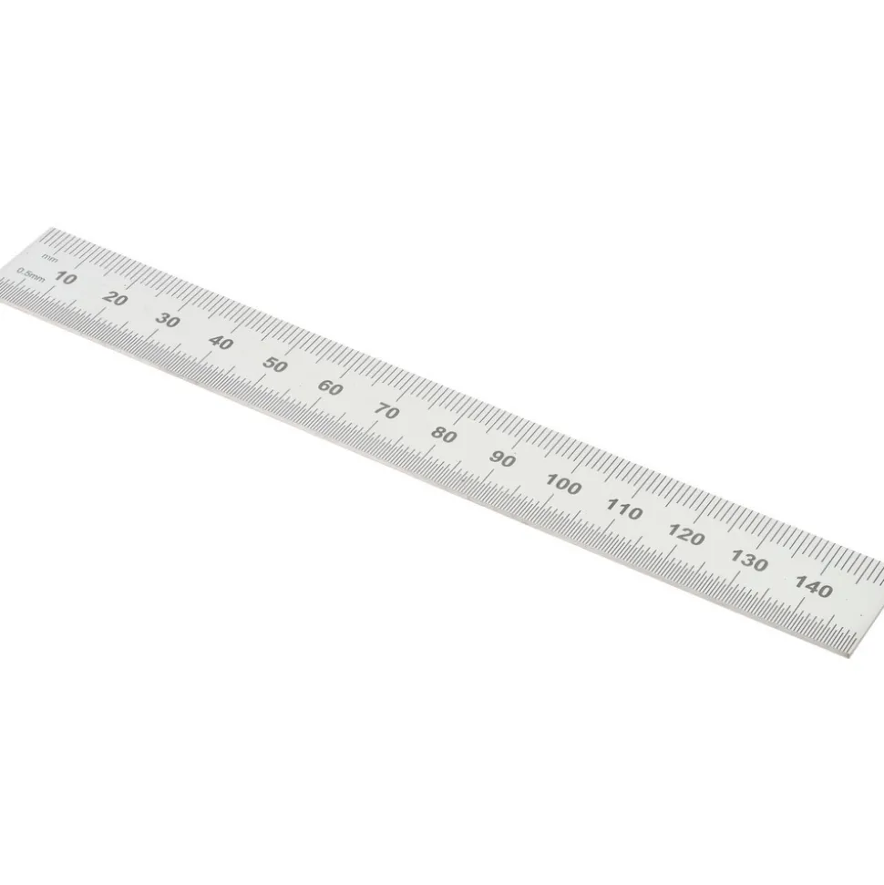 Steel Rule: 6" OAL, Metric Graduation, Rigid, 3/4" OAW